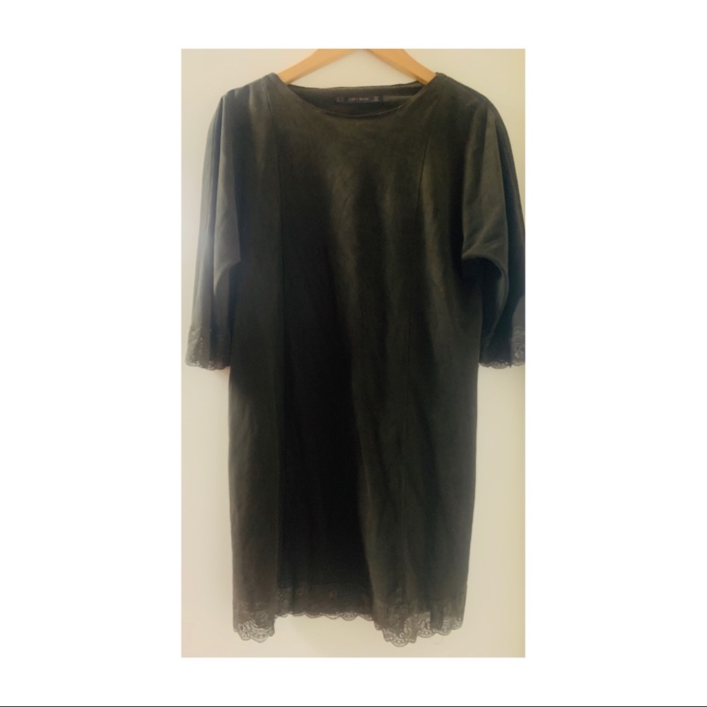 Zara Olive Green Suede Dress